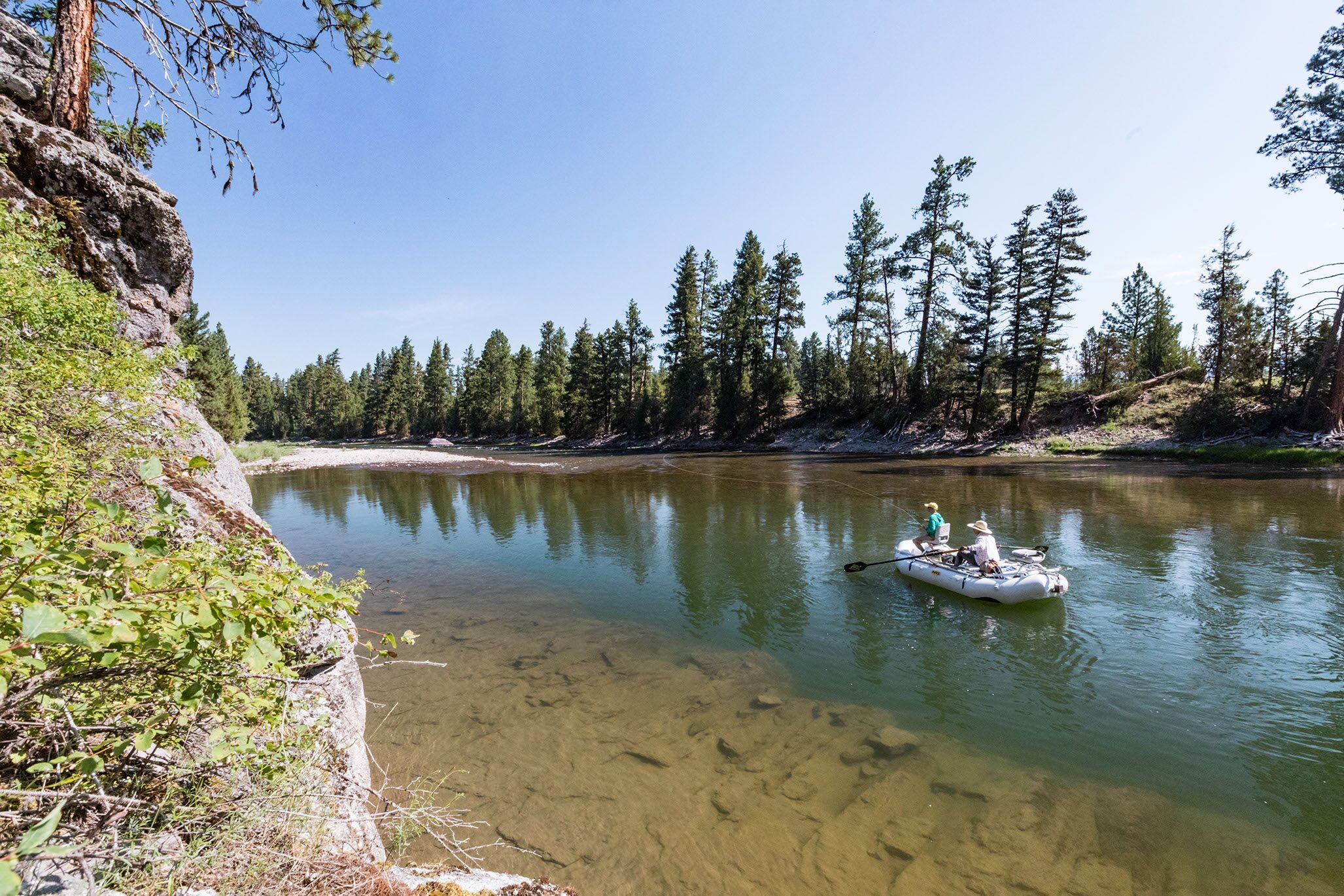 A guided raft float on a Montana river